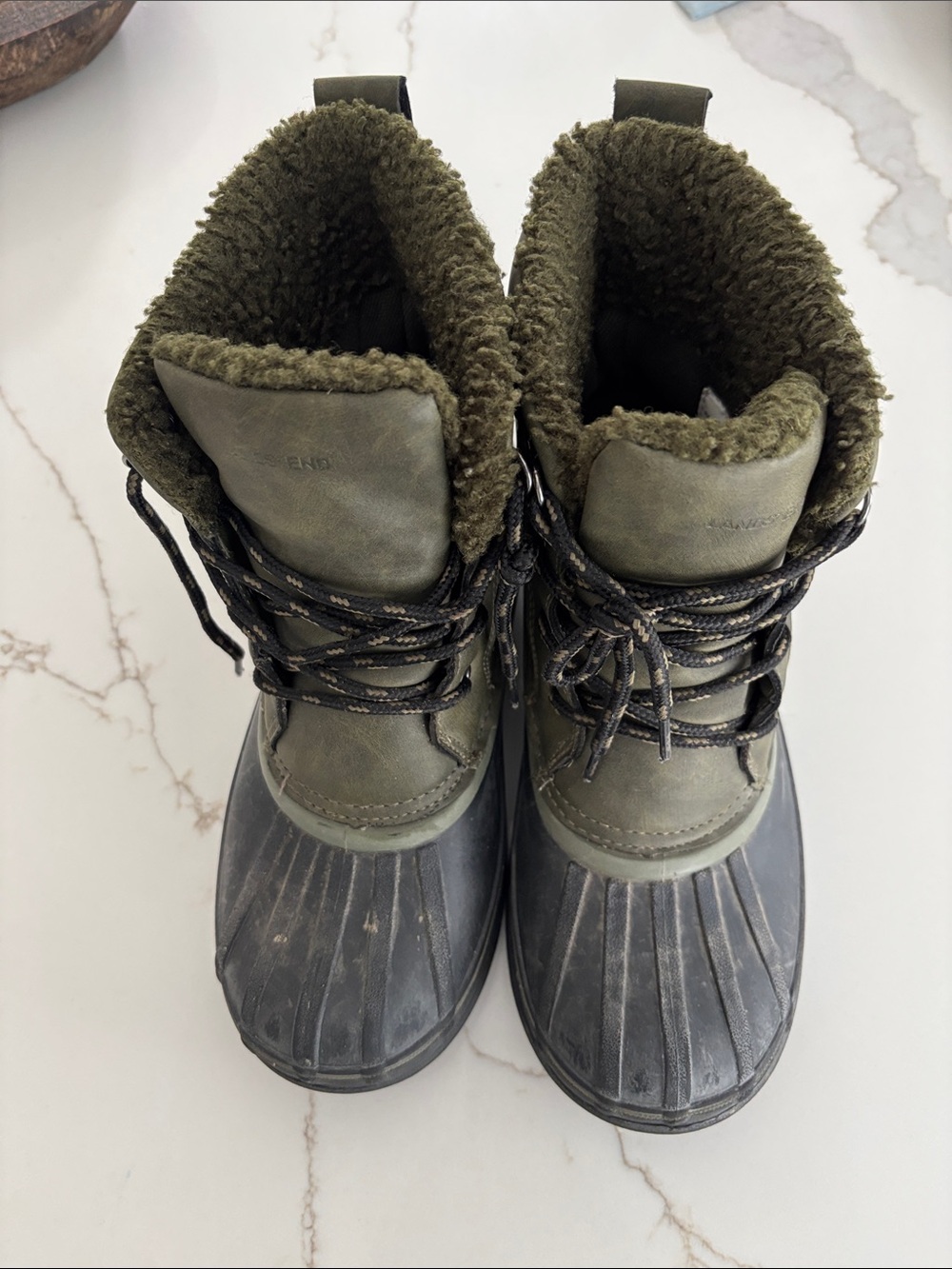Insulated Olive Green Winter Duck Boots